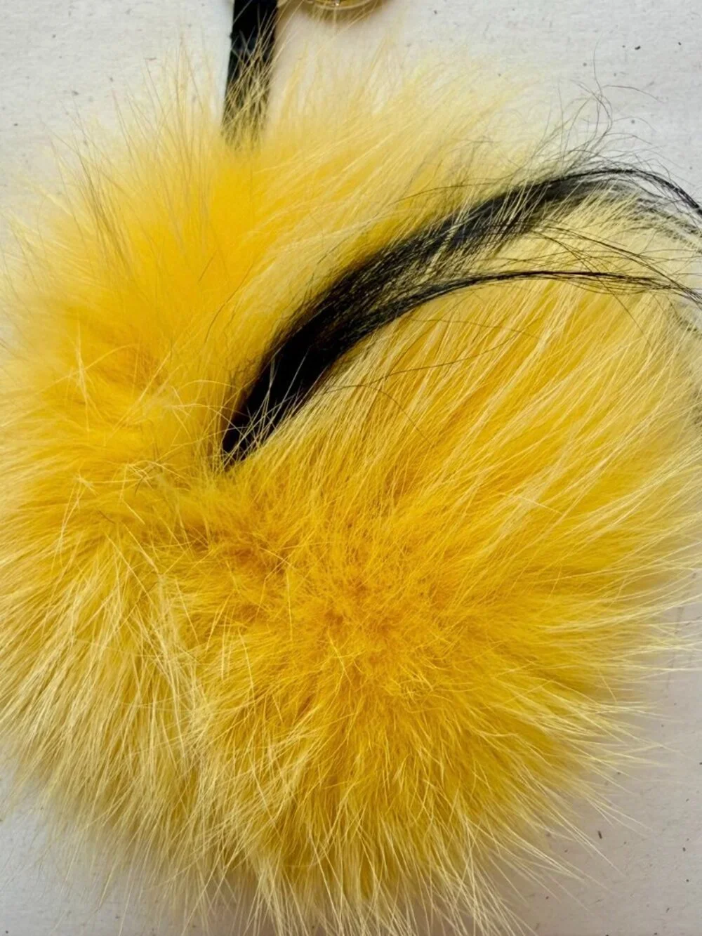 Fendi Yellow Monster Bag Bugs Mink Fox Fur Bag Charm